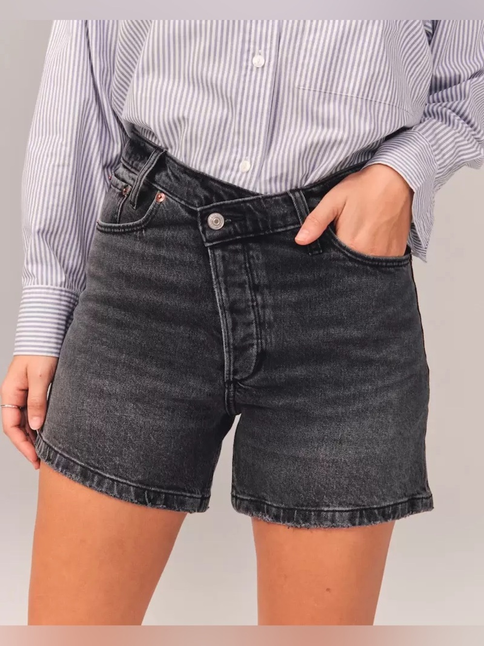 ABERCROMBIE BLACK CURVE LOVE HIGH RISE DAD SHORTS